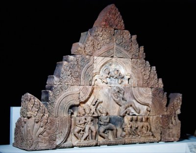 Pedestal from a Gopura from Banteay Srei, Cambodia, c.967 by Cambodian School